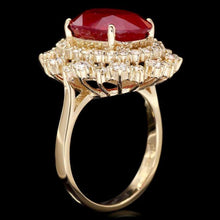 Load image into Gallery viewer, 9.00 Carats Natural Red Ruby and Diamond 14K Solid Yellow Gold Ring