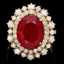 Load image into Gallery viewer, 9.00 Carats Natural Red Ruby and Diamond 14K Solid Yellow Gold Ring