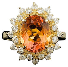 Load image into Gallery viewer, 4.10 Carats Natural Citrine and Diamond 14K Solid Yellow Gold Ring