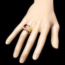 Load image into Gallery viewer, 4.50 Carats Natural Red Ruby and Diamond 14K Solid Yellow Gold Men's Ring