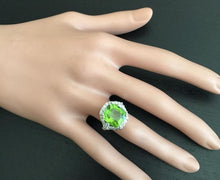Load image into Gallery viewer, 9.30 Carats Natural Very Nice Looking Peridot and Diamond 14K Solid White Gold Ring