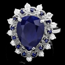 Load image into Gallery viewer, 6.00 Carats Natural Blue Sapphire and Diamond 14K Solid White Gold Ring