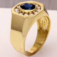 Load image into Gallery viewer, 2.35 Carats Natural Diamond &amp; Blue Sapphire 14K Solid Yellow Gold Men's Ring