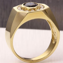 Load image into Gallery viewer, 2.35 Carats Natural Diamond &amp; Blue Sapphire 14K Solid Yellow Gold Men's Ring