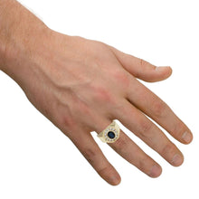 Load image into Gallery viewer, 2.35 Carats Natural Diamond &amp; Blue Sapphire 14K Solid Yellow Gold Men's Ring
