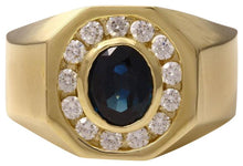 Load image into Gallery viewer, 2.35 Carats Natural Diamond &amp; Blue Sapphire 14K Solid Yellow Gold Men's Ring