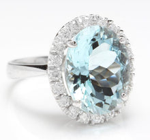 Load image into Gallery viewer, 9.35 Carats Natural Aquamarine and Diamond 14K Solid White Gold Ring