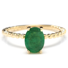 Load image into Gallery viewer, 1.20 Carats Exquisite Natural Emerald 14K Solid Yellow Gold Ring