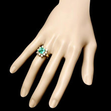 Load image into Gallery viewer, 3.40ct Natural Emerald &amp; Diamond 14k Solid Yellow Gold Ring