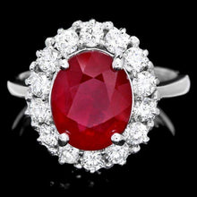 Load image into Gallery viewer, 5.70 Carats Natural Red Ruby and Diamond 14k Solid White Gold Ring
