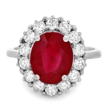 Load image into Gallery viewer, 5.70 Carats Natural Red Ruby and Diamond 14k Solid White Gold Ring