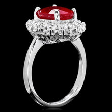 Load image into Gallery viewer, 5.70 Carats Natural Red Ruby and Diamond 14k Solid White Gold Ring