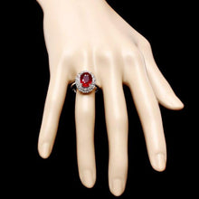 Load image into Gallery viewer, 5.70 Carats Natural Red Ruby and Diamond 14k Solid White Gold Ring