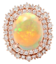 Load image into Gallery viewer, 8.50 Carats Natural Impressive Ethiopian Opal and Diamond 14K Solid Rose Gold Ring