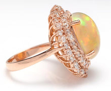 Load image into Gallery viewer, 8.50 Carats Natural Impressive Ethiopian Opal and Diamond 14K Solid Rose Gold Ring