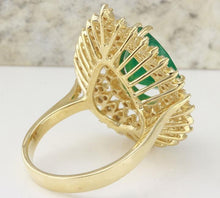 Load image into Gallery viewer, 4.80 Carats Natural Emerald and Diamond 14K Solid Yellow Gold Ring