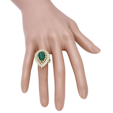 Load image into Gallery viewer, 4.80 Carats Natural Emerald and Diamond 14K Solid Yellow Gold Ring