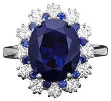 Load image into Gallery viewer, 6.80 Carats Natural Blue Sapphire and Diamond 14K Solid White Gold Ring