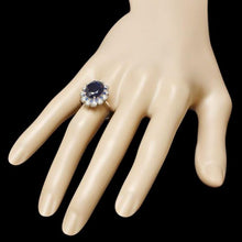 Load image into Gallery viewer, 6.80 Carats Natural Blue Sapphire and Diamond 14K Solid White Gold Ring
