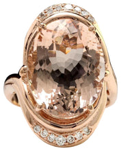 Load image into Gallery viewer, 11.90 Carats Exquisite Natural Morganite and Diamond 14K Solid Rose Gold Ring