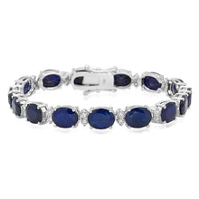 Load image into Gallery viewer, Very Impressive 29.50 Carats Natural Sapphire &amp; Diamond 14K Solid White Gold Bracelet