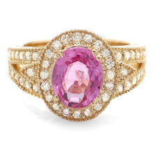 Load image into Gallery viewer, 3.20 Carats Natural Tourmaline and Diamond 14K Solid Yellow Gold Ring
