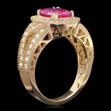 Load image into Gallery viewer, 3.20 Carats Natural Tourmaline and Diamond 14K Solid Yellow Gold Ring