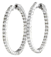 Load image into Gallery viewer, Exquisite 3.00 Carats Natural Diamond 14K Solid White Gold Hoop Earrings