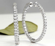 Load image into Gallery viewer, Exquisite 3.00 Carats Natural Diamond 14K Solid White Gold Hoop Earrings