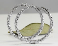 Load image into Gallery viewer, Exquisite 3.00 Carats Natural Diamond 14K Solid White Gold Hoop Earrings