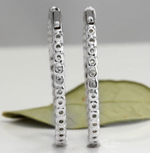 Load image into Gallery viewer, Exquisite 3.00 Carats Natural Diamond 14K Solid White Gold Hoop Earrings