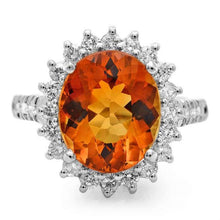 Load image into Gallery viewer, 6.90 Carats Natural Citrine and Diamond 14K Solid White Gold Ring