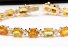 Load image into Gallery viewer, Very Impressive 30.65 Carats Natural Sapphire &amp; Diamond 14K Solid Yellow Gold Bracelet