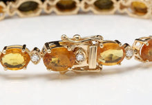 Load image into Gallery viewer, Very Impressive 30.65 Carats Natural Sapphire &amp; Diamond 14K Solid Yellow Gold Bracelet