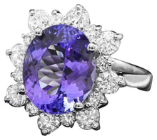 Load image into Gallery viewer, 6.00 Carats Natural Tanzanite and Diamond 14K Solid White Gold Ring