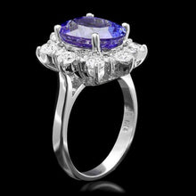 Load image into Gallery viewer, 6.00 Carats Natural Tanzanite and Diamond 14K Solid White Gold Ring
