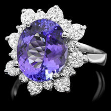 Load image into Gallery viewer, 6.00 Carats Natural Tanzanite and Diamond 14K Solid White Gold Ring