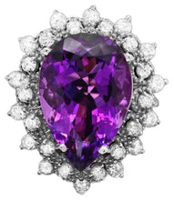 Load image into Gallery viewer, 8.10 Carats Natural Amethyst and Diamond 14k Solid White Gold Ring
