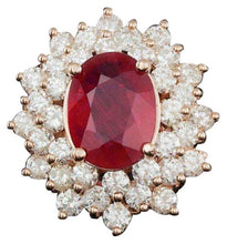 Load image into Gallery viewer, 8.30 Carats Natural Red Ruby and Diamond 14K Solid Rose Gold Ring