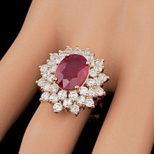 Load image into Gallery viewer, 8.30 Carats Natural Red Ruby and Diamond 14K Solid Rose Gold Ring