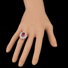 Load image into Gallery viewer, 8.30 Carats Natural Red Ruby and Diamond 14K Solid Rose Gold Ring