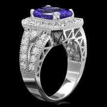 Load image into Gallery viewer, 4.30 Carats Natural Tanzanite and Diamond 14K Solid White Gold Ring