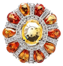 Load image into Gallery viewer, 10.00 Carats Natural Very Nice Looking Sapphire and Diamond 14K Solid White Gold Ring