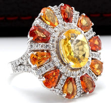 Load image into Gallery viewer, 10.00 Carats Natural Very Nice Looking Sapphire and Diamond 14K Solid White Gold Ring