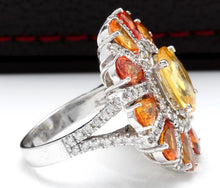 Load image into Gallery viewer, 10.00 Carats Natural Very Nice Looking Sapphire and Diamond 14K Solid White Gold Ring