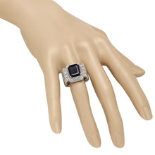 Load image into Gallery viewer, 6.30 Carats Natural Blue Sapphire &amp; Diamond 14K Solid White Gold Men's Ring