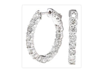 Load image into Gallery viewer, Exquisite 3.00 Carats Natural Diamond 14K Solid White Gold Hoop Earrings