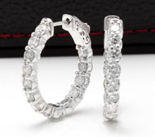 Load image into Gallery viewer, Exquisite 3.00 Carats Natural Diamond 14K Solid White Gold Hoop Earrings