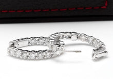 Load image into Gallery viewer, Exquisite 3.00 Carats Natural Diamond 14K Solid White Gold Hoop Earrings