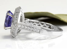 Load image into Gallery viewer, 5.35 Carats Natural Very Nice Looking Tanzanite and VS1 Diamond 18K Solid White Gold Ring